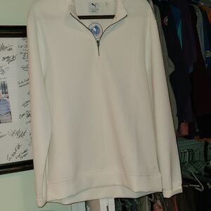 Puma Men's Cream Quarter Zip-Up Size Large